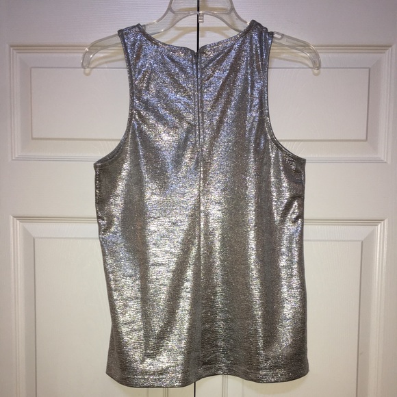 CUTE CALVIN KLEIN SILVER TEXTURED STYLISH TOP - Picture 2 of 4